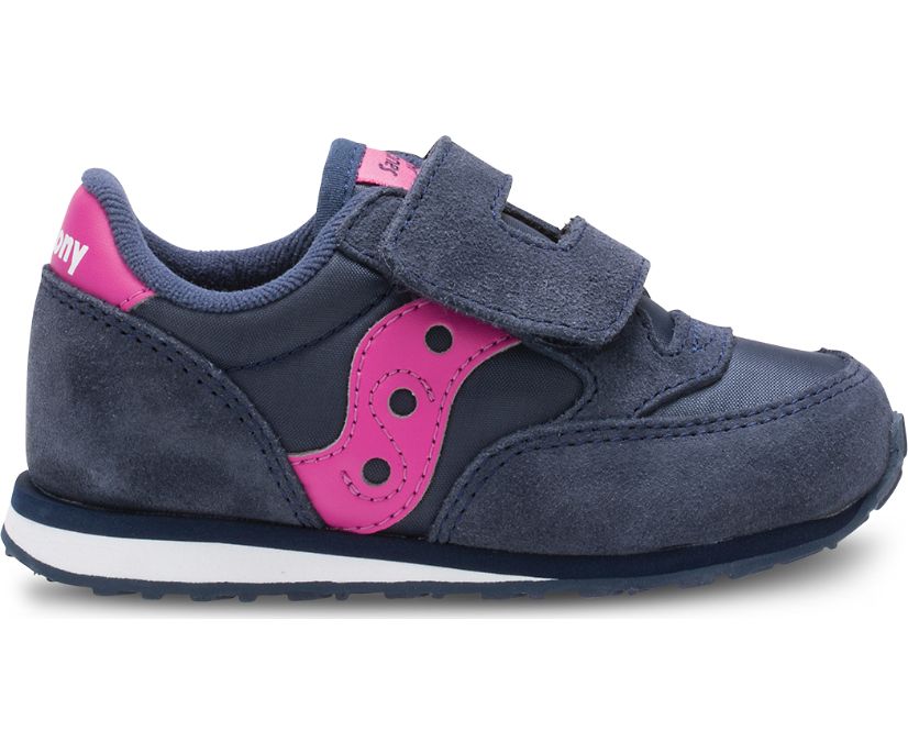 Kids' Saucony Baby Jazz Hook & Loop Sneakers Navy / Pink | Singapore 714SGLO